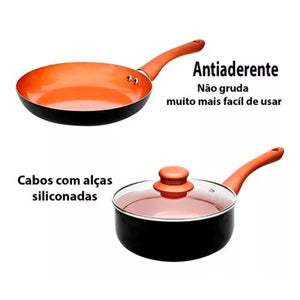 Kit de Panelas 10 peças com revestimento cerâmico