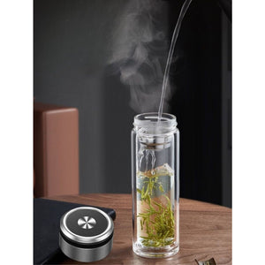 Garrafa de Vidro Copo Com Infusor de Chá em Inox Camada Dupla Com Isolamento Térmico